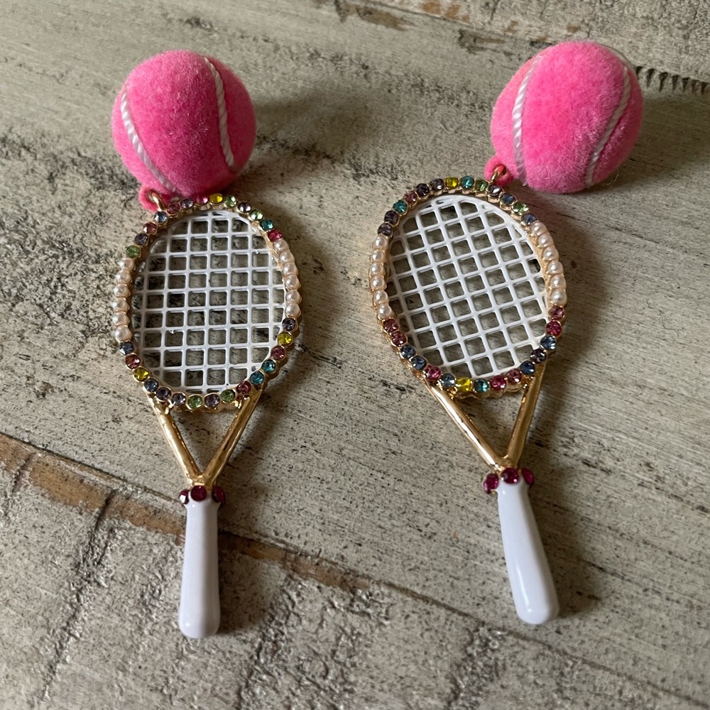 Love playing tennis? Ace-ing this look with these pretty tennis earrings!